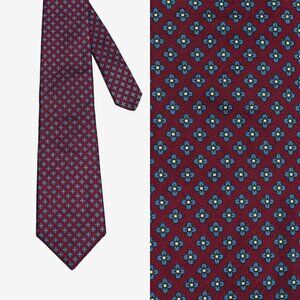 Eagle Shirtmakers Mens 100% Silk Neck Tie Red/Blue Floral Made in USA